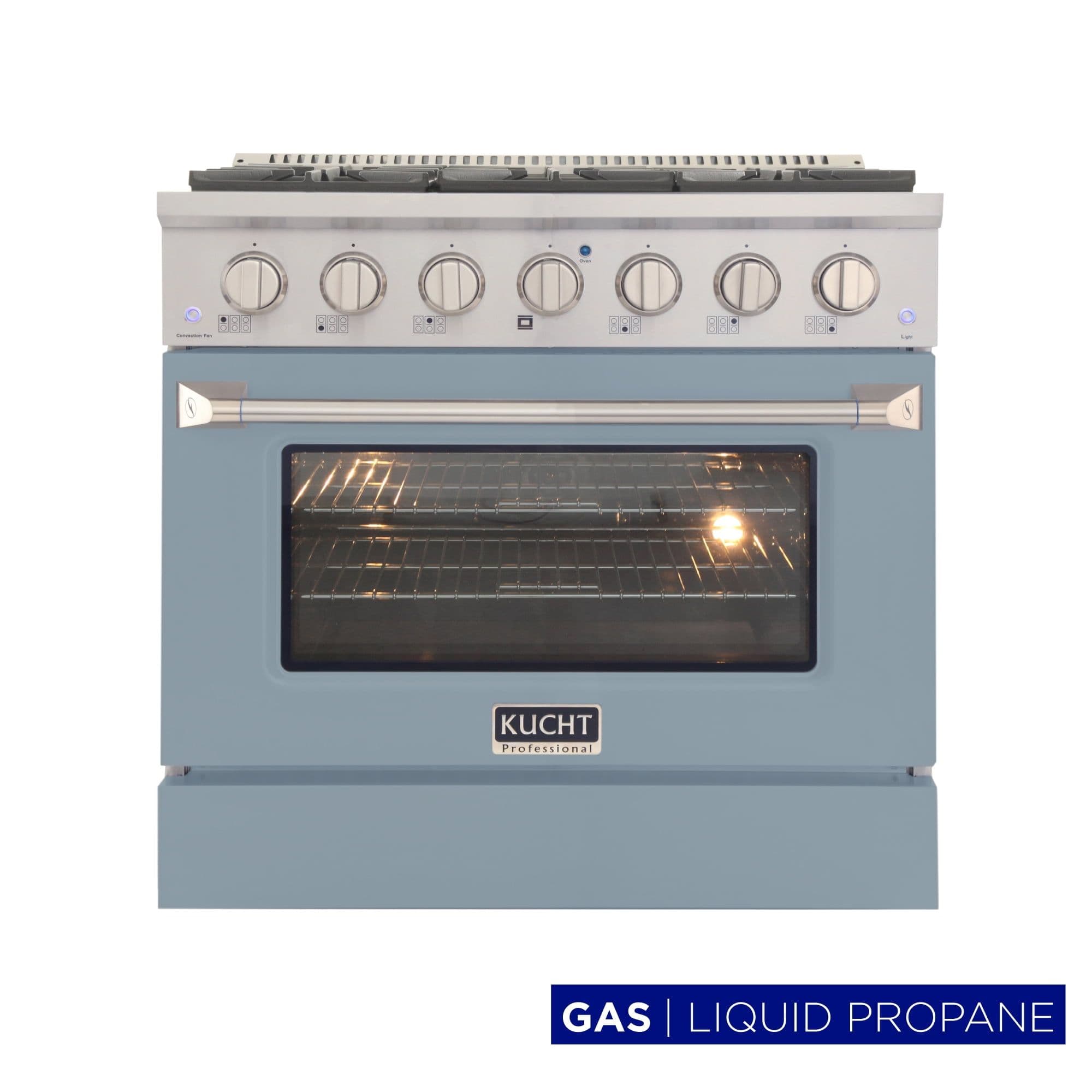 36 in. 5.2 cu. ft. Propane Gas Range with Convection Oven in Light Blue