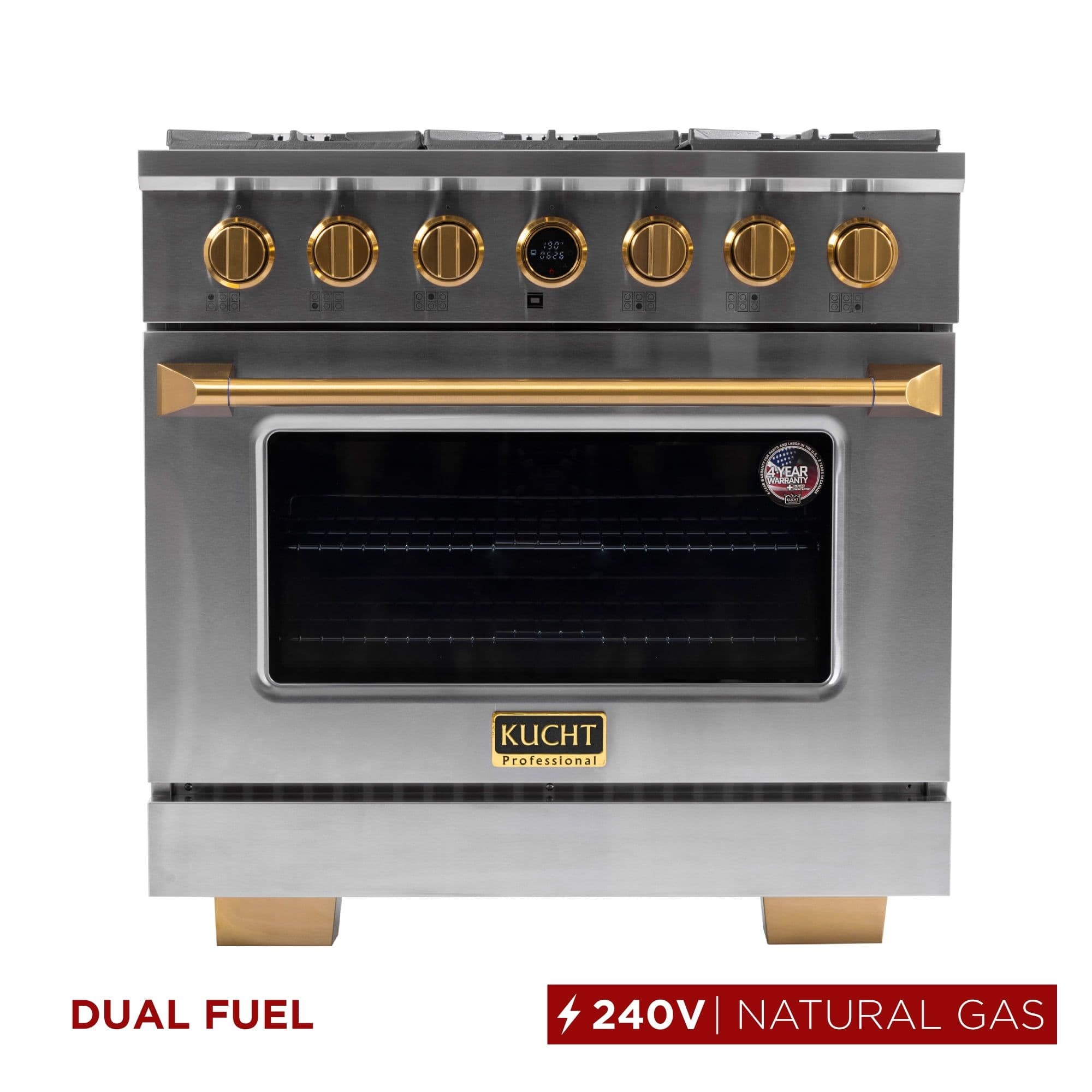36 in. 5.2 cu. ft. 6 Burners Dual Fuel Range for Natural Gas in Stainless Steel