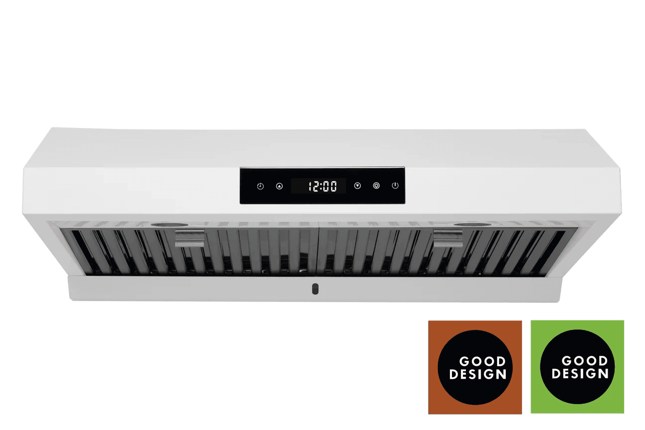 Hauslane Cabinet 30 Inch Under Cabinet Versa Vent Range Hood with Stainless Steel Filters in Matte White