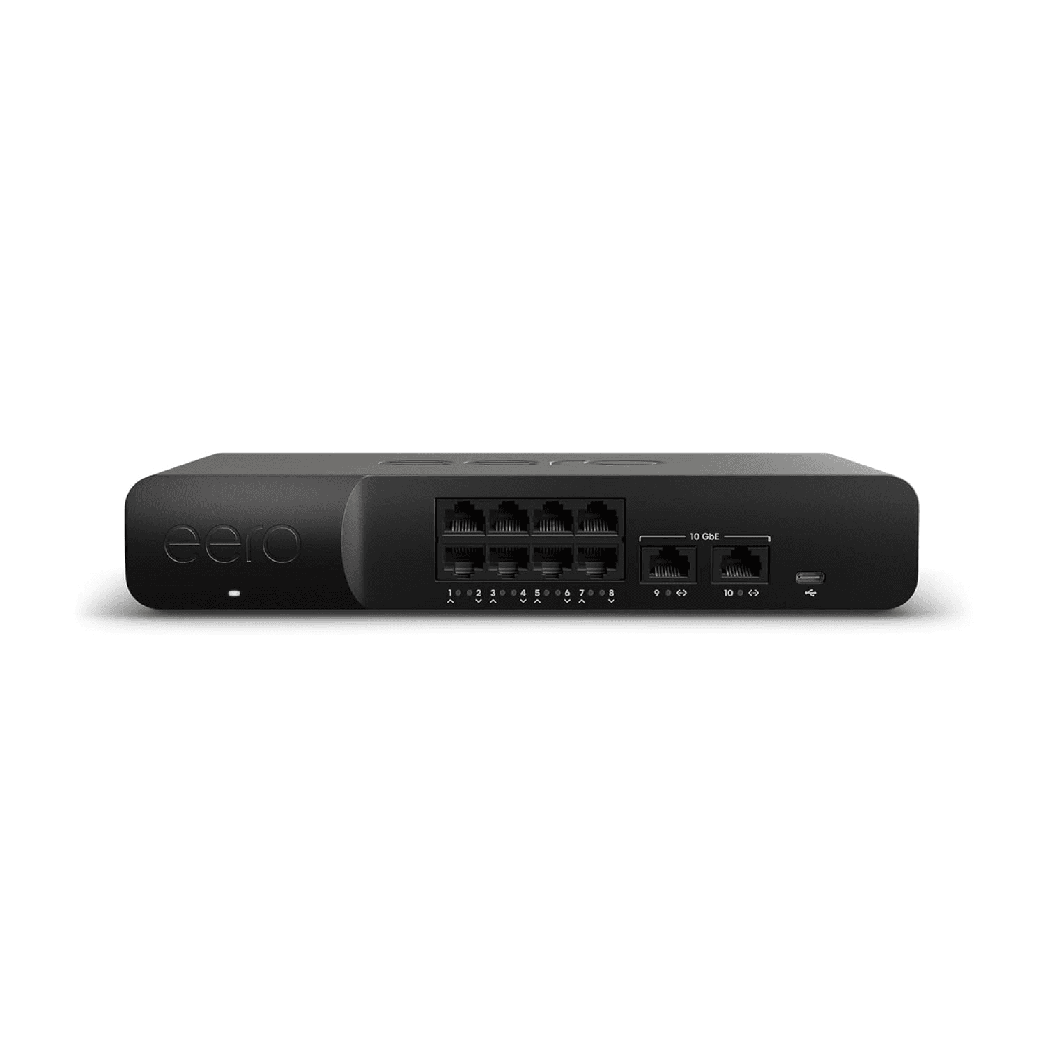 eero PoE Gateway A wired eero router and 10-port PoE+ smart network switch in one device