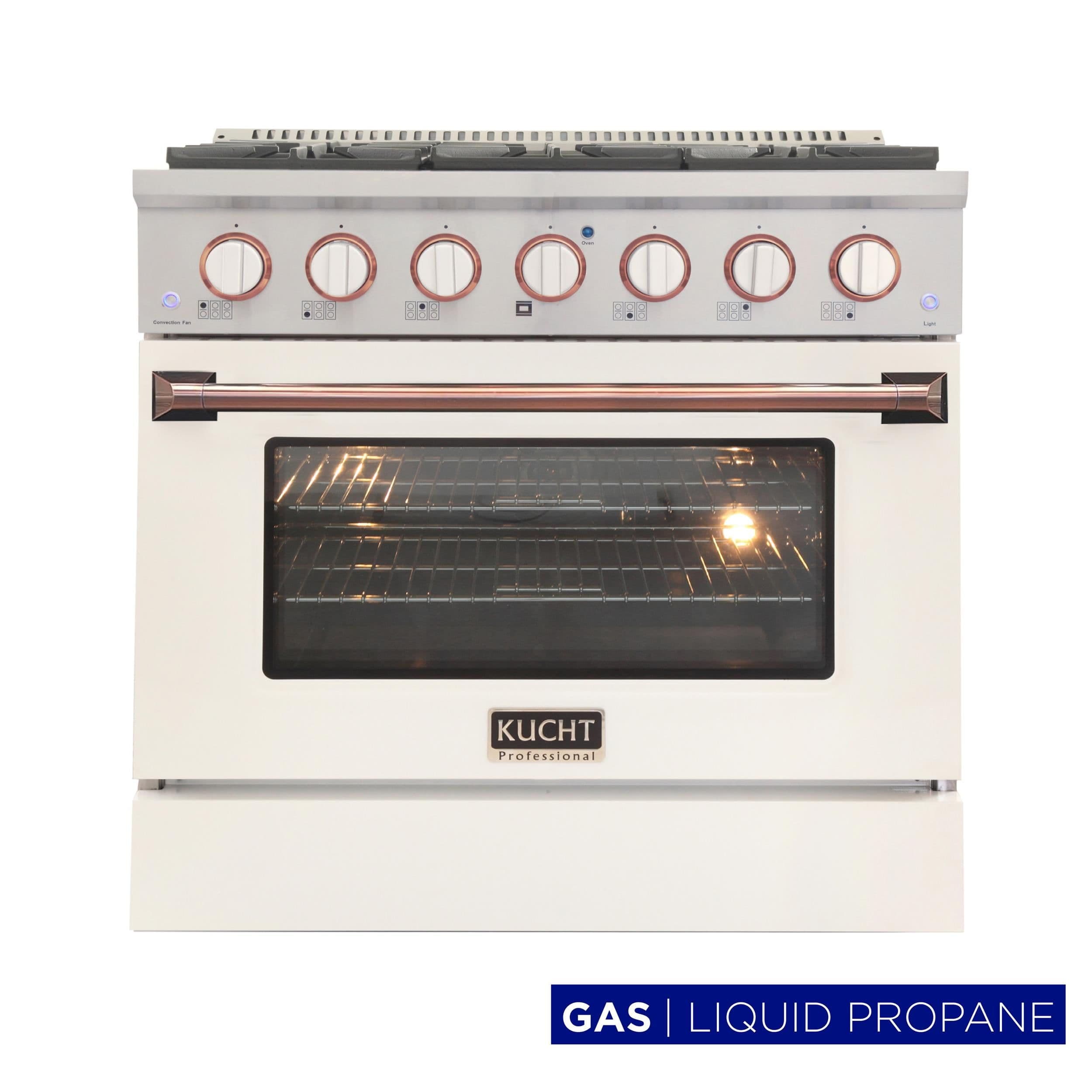 Kucht Professional 36" Stainless Steel Propane Gas Range in Silver/White