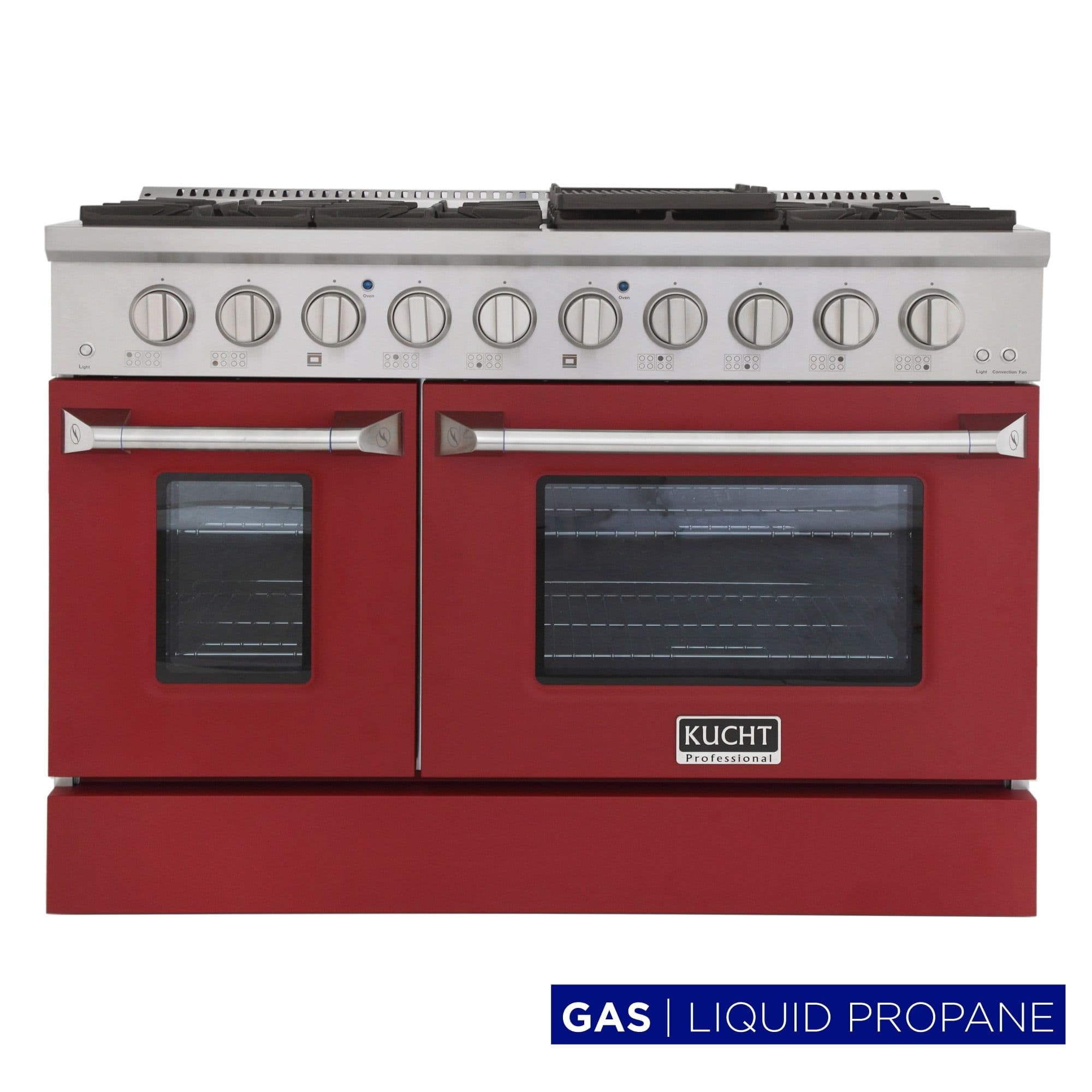 Kucht Professional 48" Stainless Steel Propane Gas Range in Silver/Red