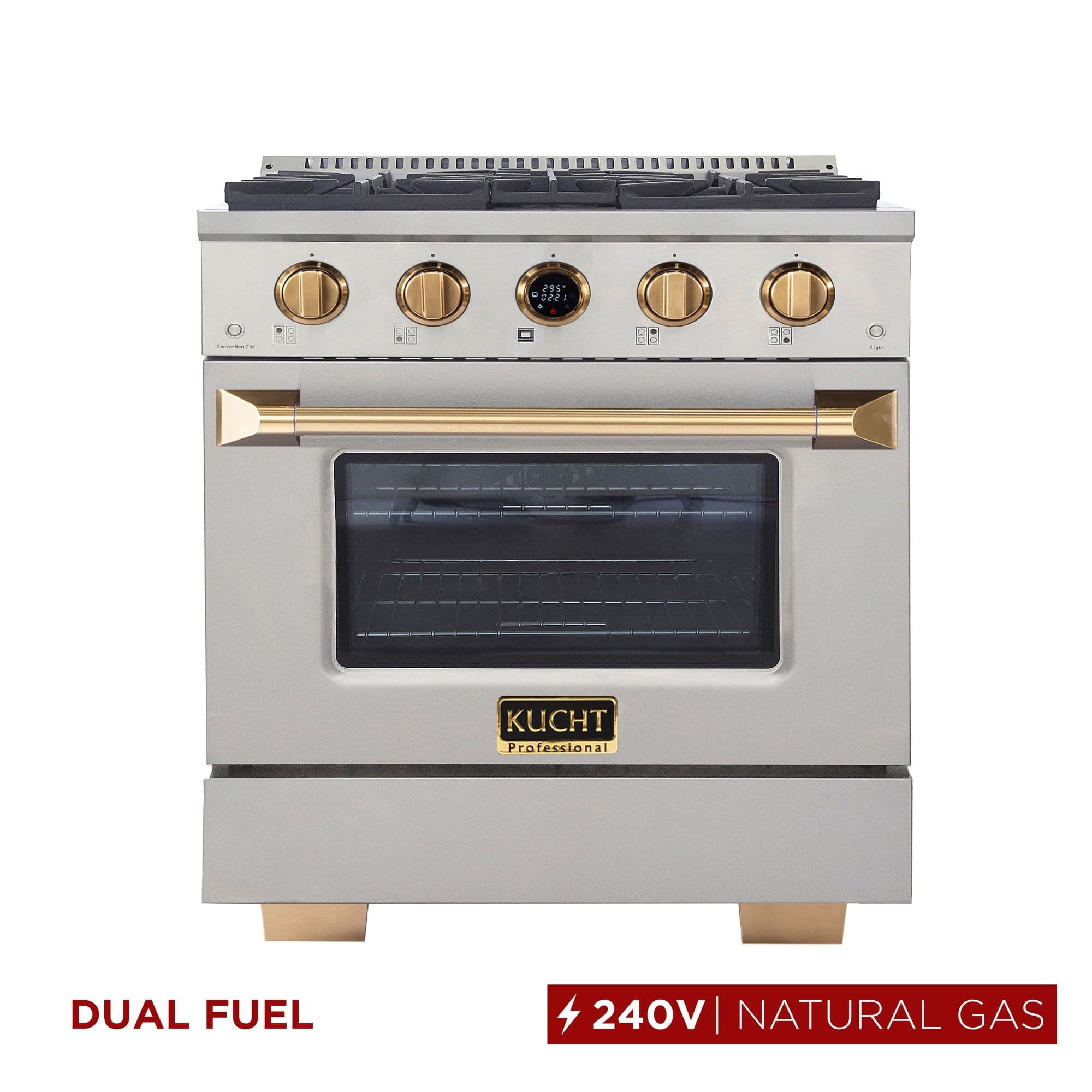 30 in. 4.2 cu. ft. 4 Burners Dual Fuel Range for Natural Gas in Stainless Steel