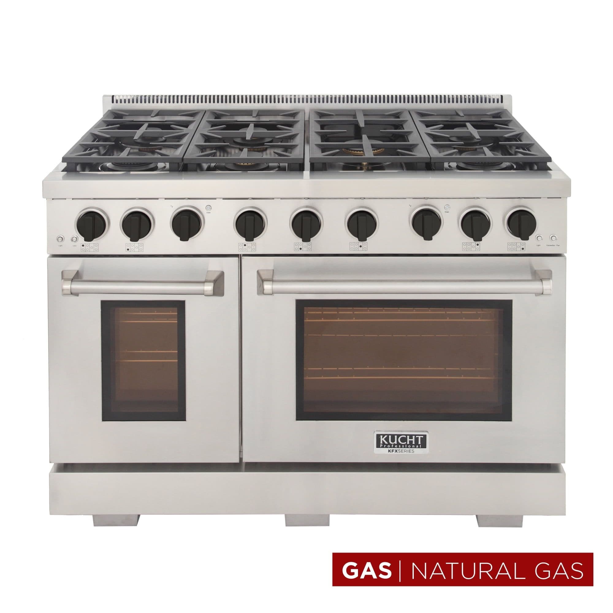 Kucht Professional 48" Stainless Steel Natural Gas Range in Silver/Black