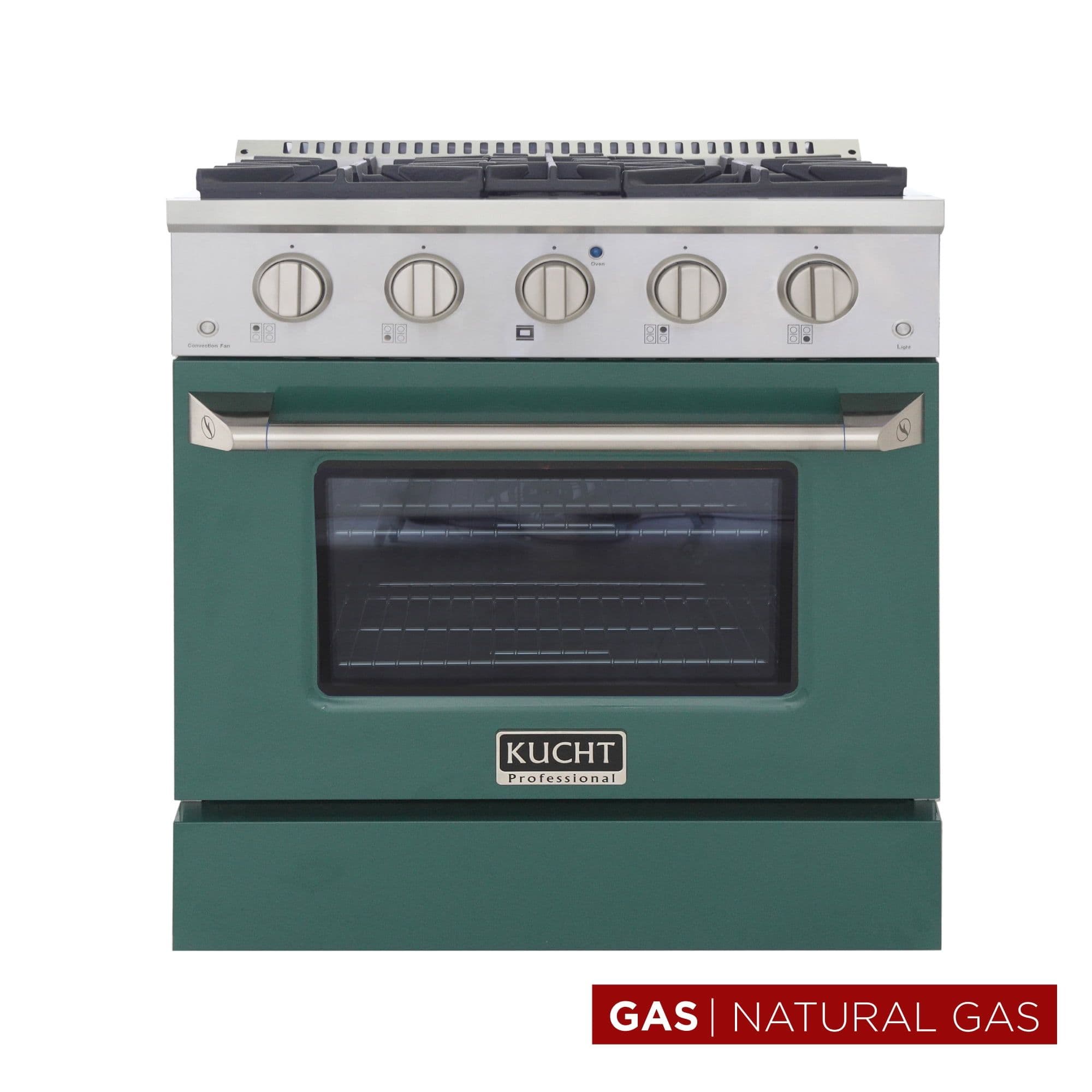 Kucht Professional 30" Modern Stainless Steel Natural Gas Range in Green/Silver
