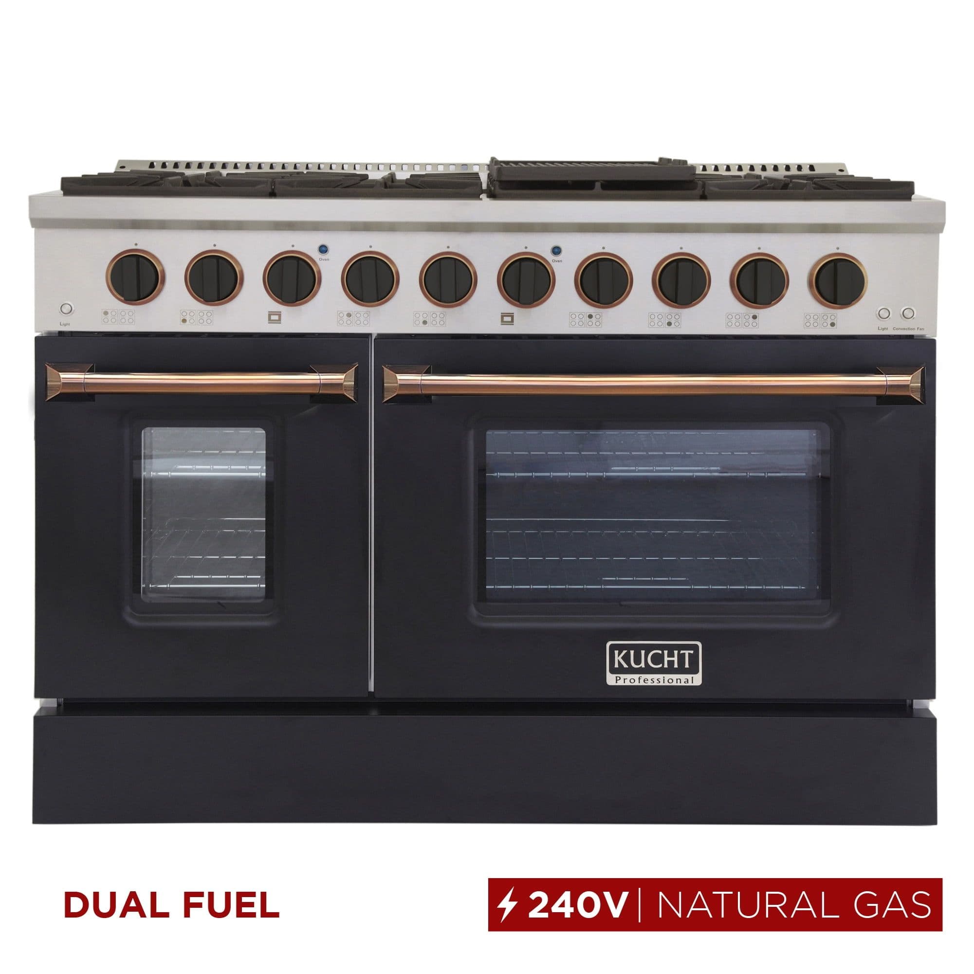 48 in. 6.7 cu. ft. Dual Fuel Range for Natural Gas in Black and Gold