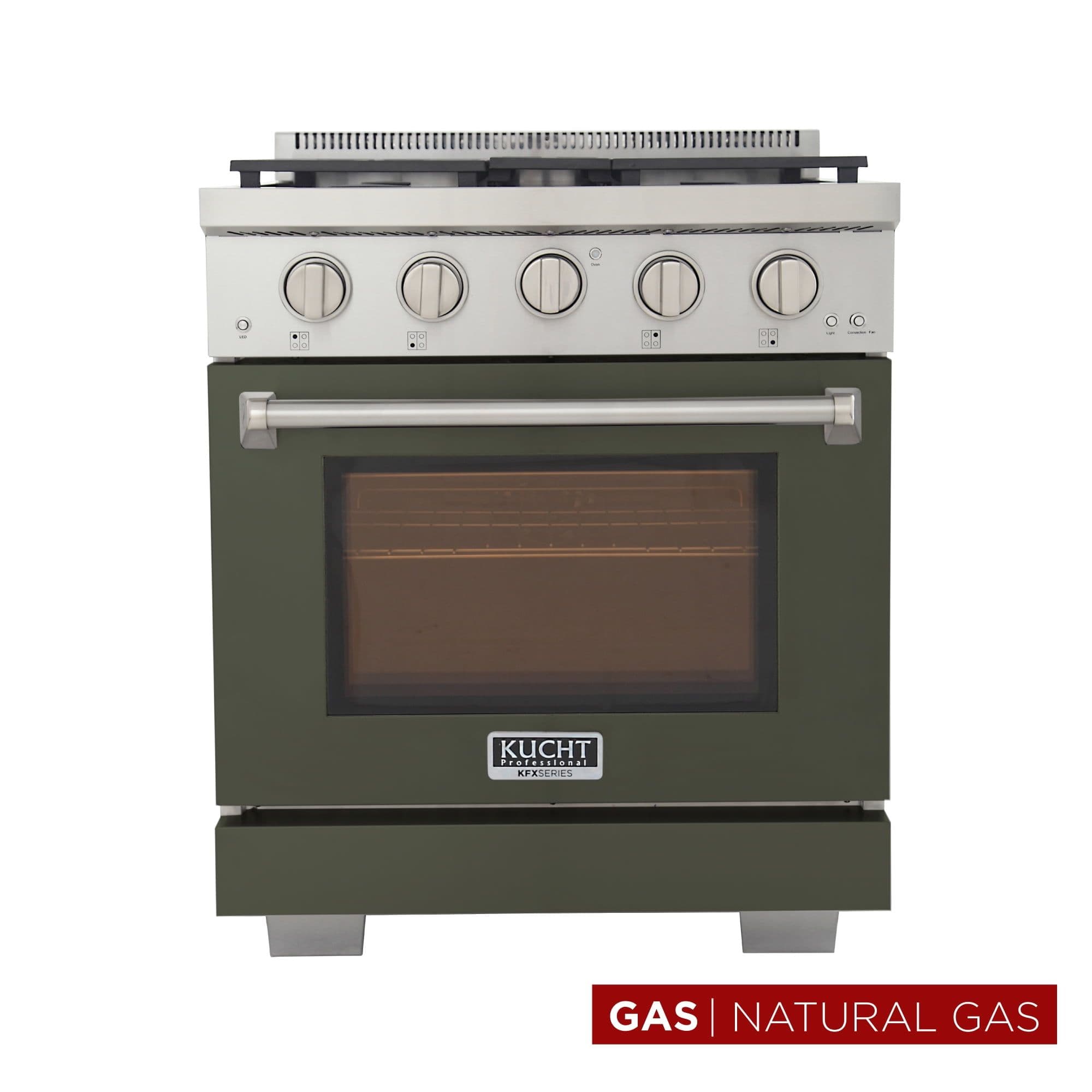 Professional 30-in Natural Gas Rang in Olive Green with True Simmer Burners