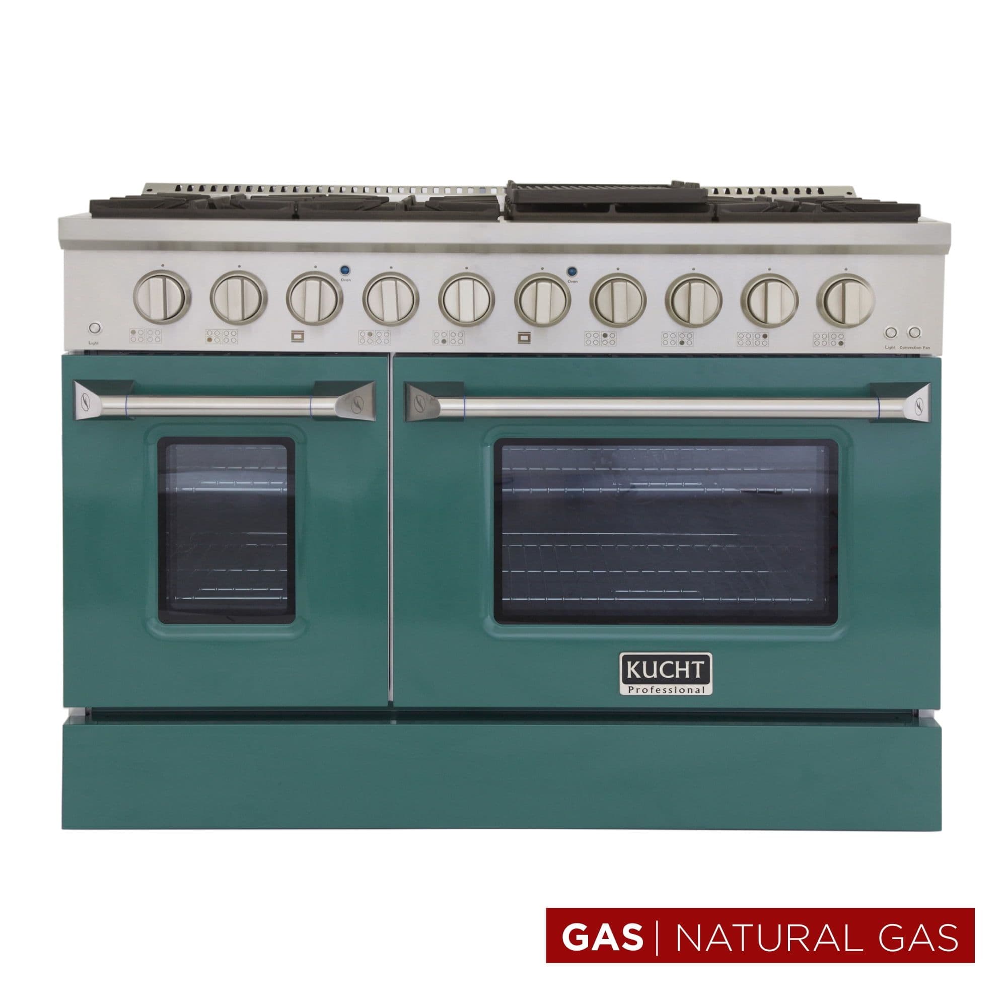Kucht Professional 48" Stainless Steel Natural Gas Range in Silver/Green