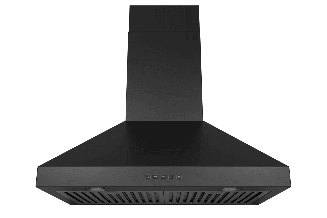 Hauslane PRO Mount 30 Inch Wall Mount Range Hood with Stainless Steel Filters in Matte Black