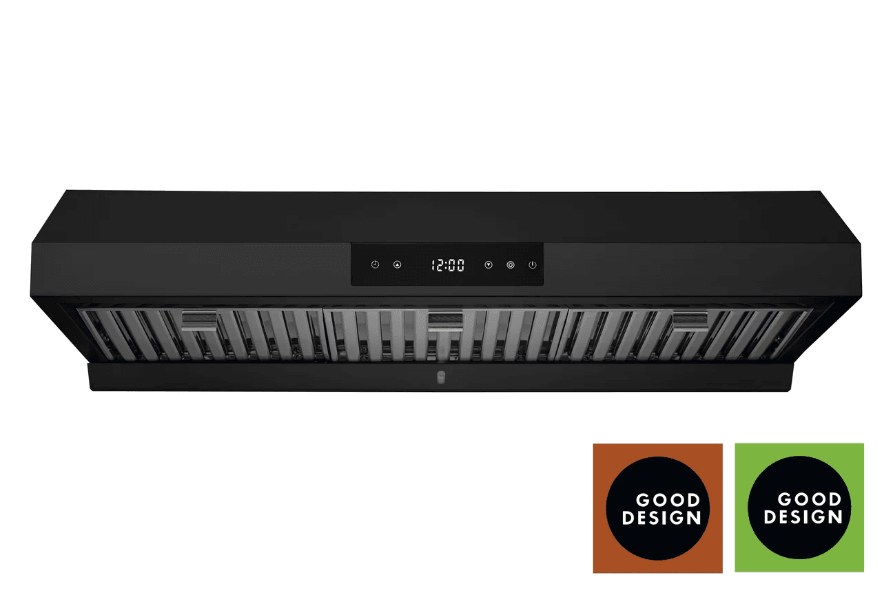 Hauslane Cabinet 36 Inch Under Cabinet Versa Vent Range Hood with Stainless Steel Filters in Matte Black