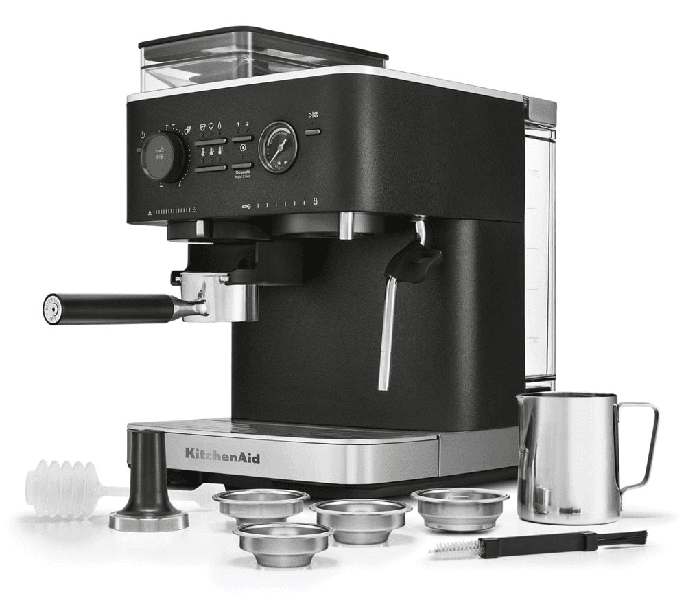 KitchenAid Semi Automatic Espresso Machine with Burr Grinder - Cast Iron Black