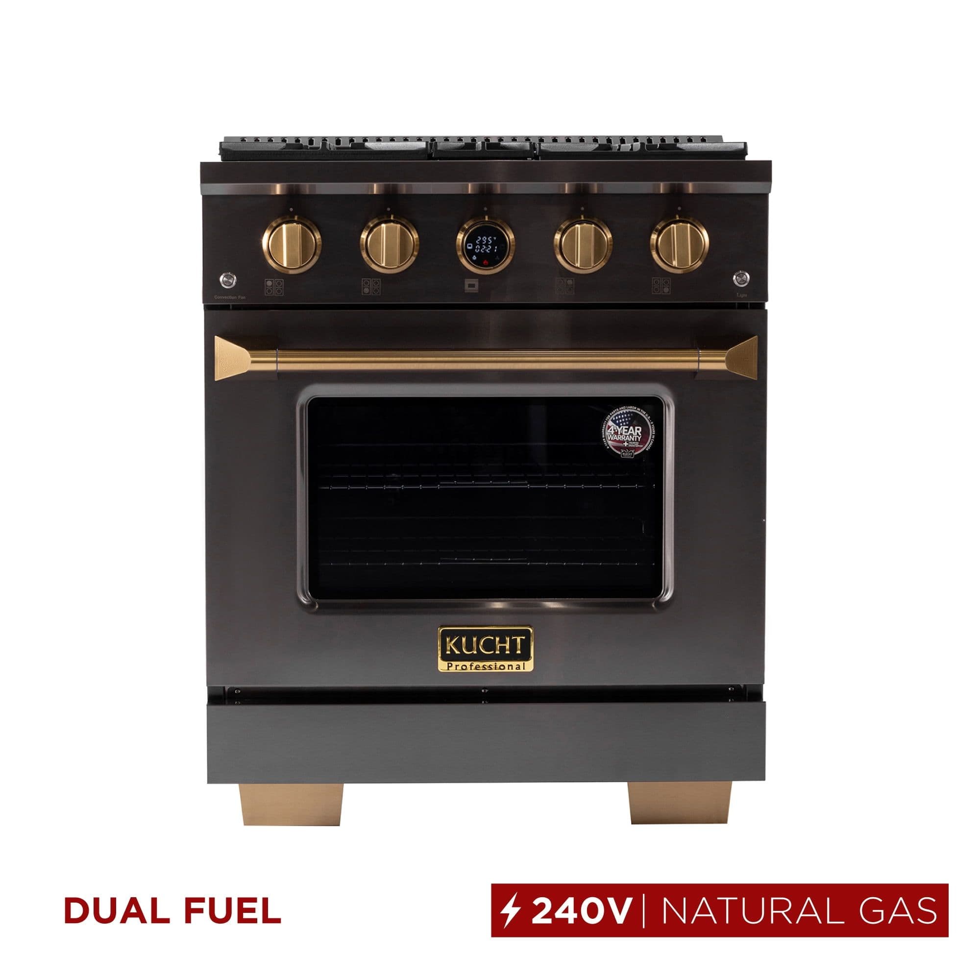 30 in. 4.2 cu. ft. Dual Fuel Range for Natural Gas in Titanium Stainless Steel