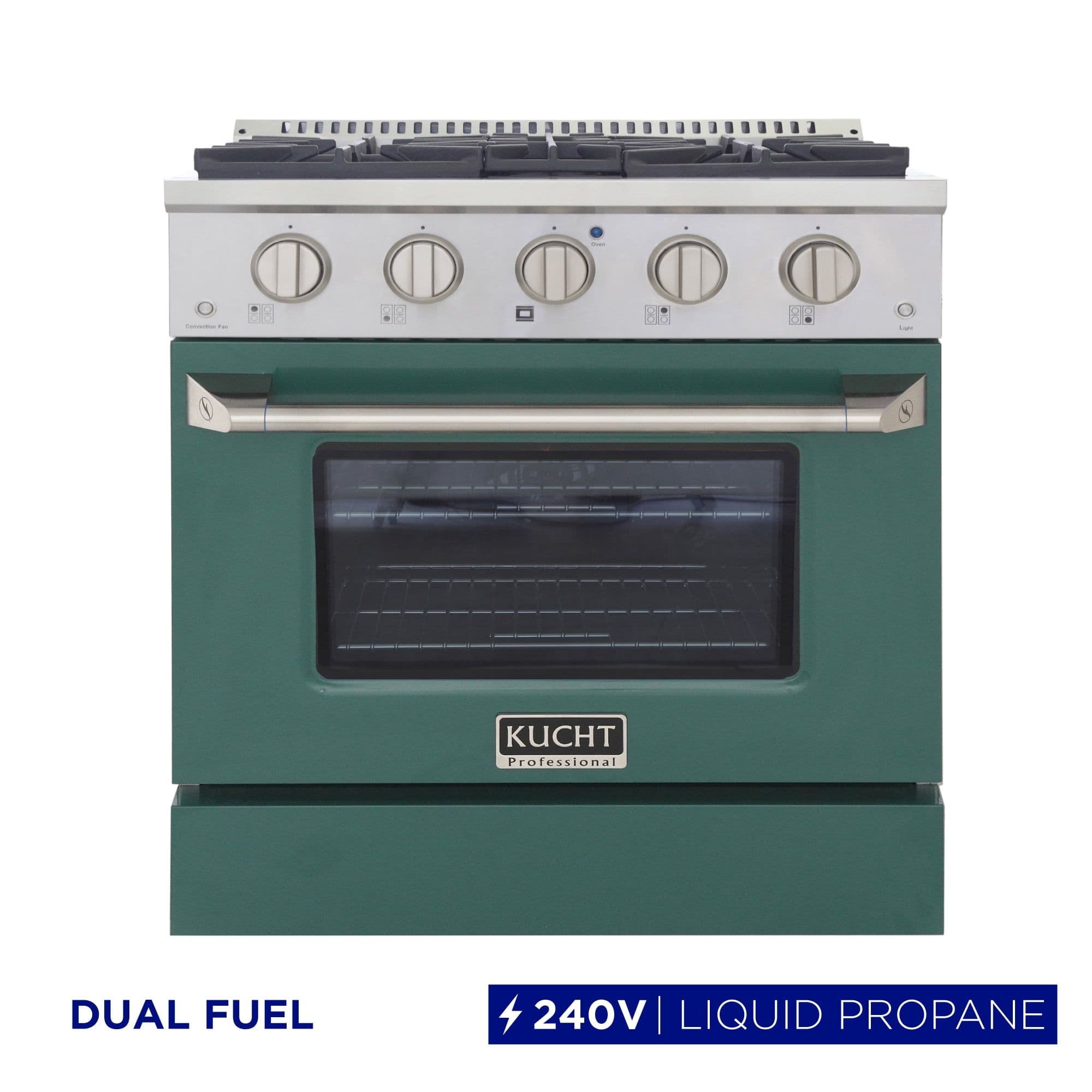 30 in. 4.2 cu. ft. Dual Fuel Range Propane Gas Sealed Burners in Green.