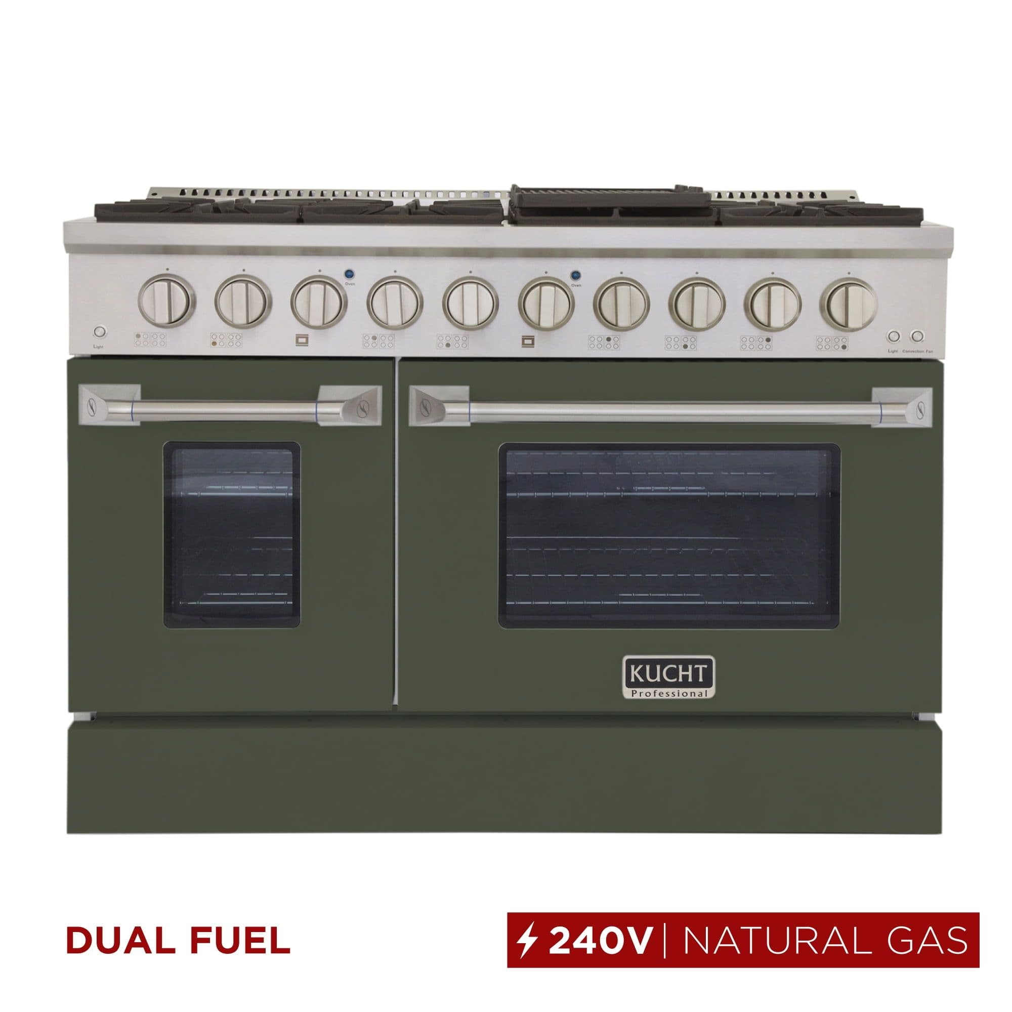 48 in. 6.7 cu. ft. Dual Fuel Range for Natural Gas in Olive Green