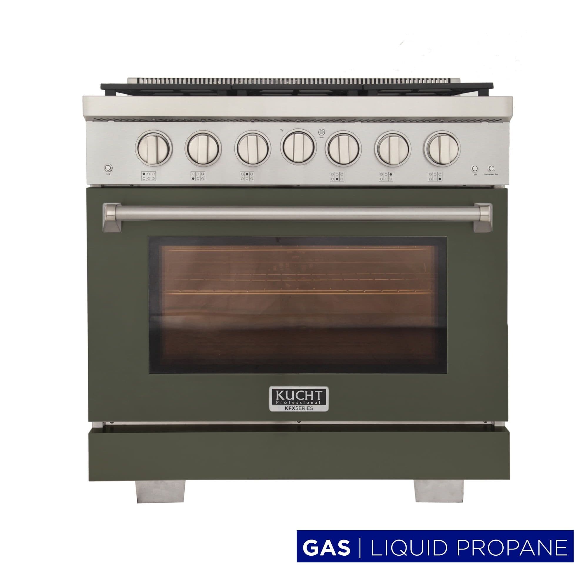 Professional 36-in Propane Gas Rang in Olive Green with True Simmer Burners