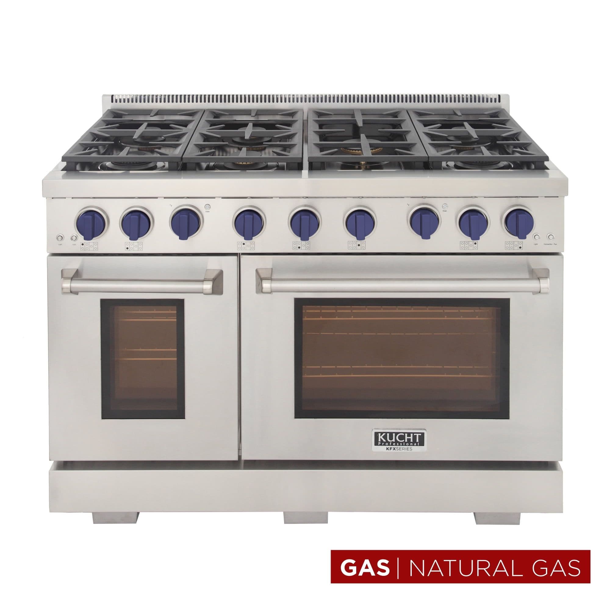 Kucht Professional 48" Stainless Steel Natural Gas Range with in Silver/Blue